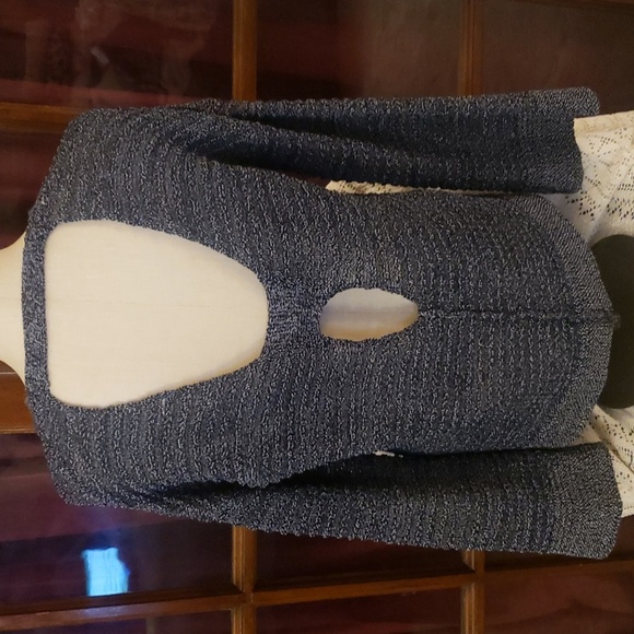 Anthropology Braeve open weave knit sweater open keyhole back - Picture 3 of 8